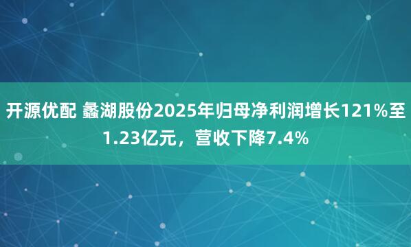 开源优配 蠡湖股份2025年归母净利润增长121%至1.23亿元，营收下降7.4%